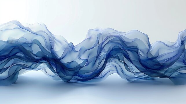 Elegant blue wave pattern on a simple white surface. Premium wave background for banners, posters or wallpaper. 