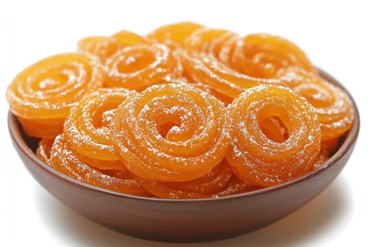 Indian snack meal that was first created. Jalebi set apart against a white backdrop. Generative Ai