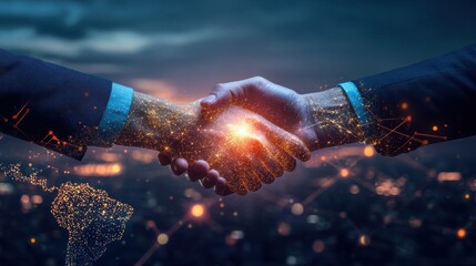 Teamwork of business people around the world through smart innovation technology networks, economic development, business deal, marketing planning and success from business partnership agreements.