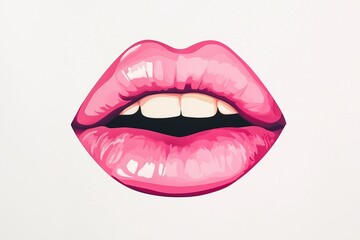 Obraz premium Striking Pink Lipstick Mouth Vinyl Sticker for Cosmetics Packaging