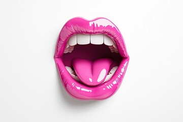 3D Shiny Pink Lipstick Mouth Vinyl Sticker for Graffiti-Style Branding
