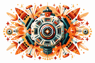 Fototapeta premium Explosive Sci-Fi Mechanical Nexus Illustration