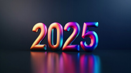 modern 3D rendering of the number "2025" in bold metallic style. The futuristic design symbolizes progress, innovation, and new beginnings, evoking themes of technology, growth, and forward-thinking