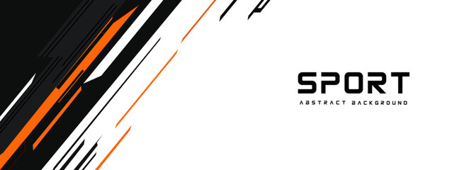 Modern sport-themed vector background with dynamic black and orange lines on white, perfect for branding, advertising, and athletic design.

