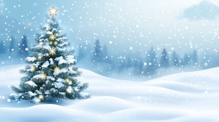 Fototapeta premium Winter christmas background with snow tree and lots of copy space