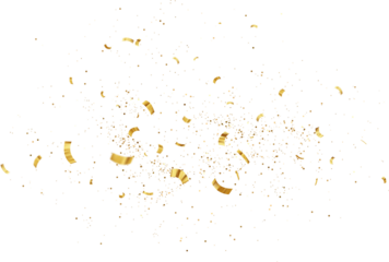 Gold Isolated Falling Foil Confetti with Glitter Dust. Golden Festive Background. Greeting Design Element. Congratulations Card