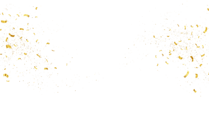 Gold Isolated Falling Foil Confetti with Glitter Dust. Golden Festive Background. Greeting Design Element. Congratulations Card