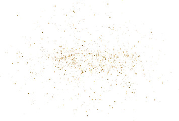 Gold Falling Foil Confetti with Glitter Dust. Golden Festive Background. Greeting Design. Congratulations Card