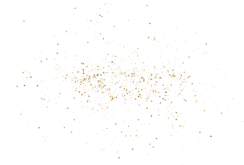 Gold Falling Foil Confetti with Glitter Dust. Golden Festive Background. Greeting Design. Congratulations Card