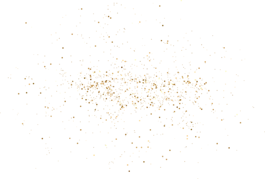 Gold Falling Foil Confetti with Glitter Dust. Golden Festive Background. Greeting Design. Congratulations Card