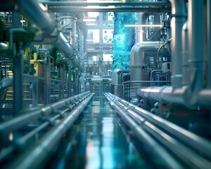 Fototapeta premium Cutting Edge Industrial Setting Visualizing Designer Microbes Producing Biofuels Synthetic Biology Concept