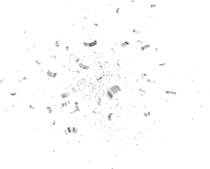 White Silver Falling Foil Confetti with Glitter Dust. Festive Background. Greeting Design. Congratulations Card