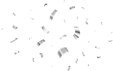 White Silver Falling Foil Confetti with Glitter Dust. Festive Background. Greeting Design....
