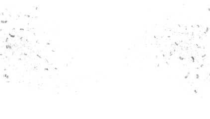 White Silver Falling Foil Confetti with Glitter Dust. Festive Background. Greeting Design. Congratulations Card