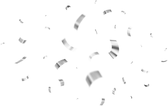 White Silver Falling Foil Confetti with Glitter Dust. Festive Background. Greeting Design. Congratulations Card