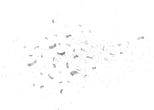 White Silver Falling Foil Confetti with Glitter Dust. Festive Background. Greeting Design. Congratulations Card