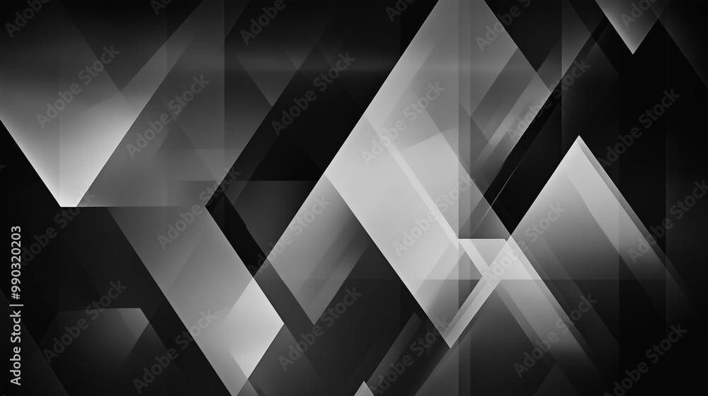 Poster modern abstract black background design with layers of textured white transparent material in triang