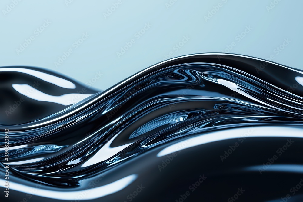 Aufkleber abstract waves of glossy black fluid, creating a sense of motion and depth.