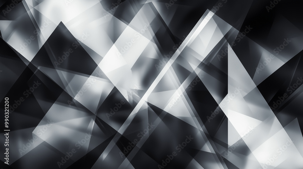 Poster modern abstract black background design with layers of textured white transparent material in triang