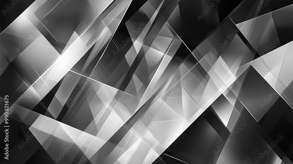 Poster modern abstract black background design with layers of textured white transparent material in triang