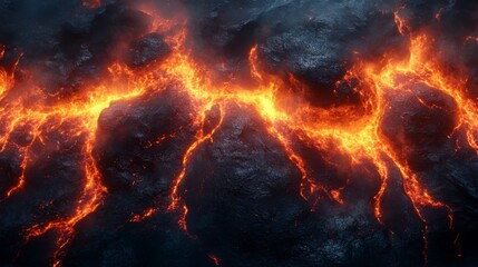 Molten Lava Flowing Through Cinder Cones