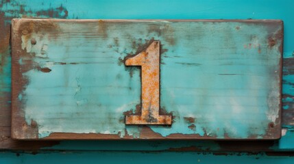 A rustic wooden plaque with the number '1' painted on it in white and hints of weathering, symbolizing uniqueness and simplicity.