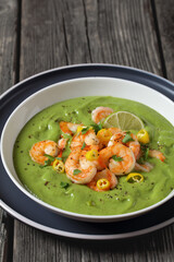 Shrimps in Culichi Salsa or Poblano sauce in bowl