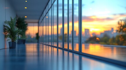 Sunset View Through Office Window