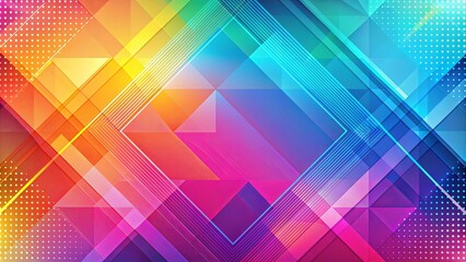Abstract Geometric Pattern with Vibrant Colors and Geometric Shapes, Featuring a Distinctive Interplay of Lines and Dots