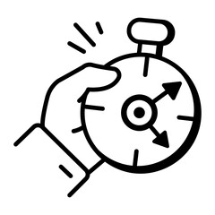Time management icon in doodle style