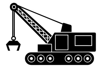 Mobile crane machine vector, mobile crane crawler heavy vehicles silhouette vector illustration