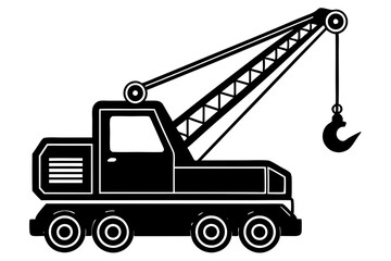 Mobile crane machine vector, mobile crane crawler heavy vehicles silhouette vector illustration