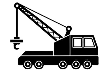 Mobile crane machine vector, mobile crane crawler heavy vehicles silhouette vector illustration