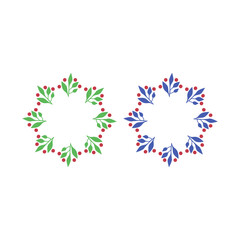 VINTAGE HERBAL CHRISTMAS WREATH DESIGN ELEMENTS ISOLATED ON WHITE