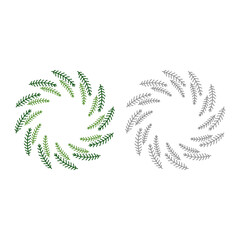 VINTAGE HERBAL CHRISTMAS WREATH DESIGN ELEMENTS ISOLATED ON WHITE