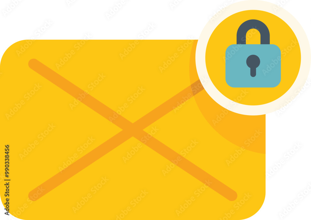 Poster closed yellow envelope secured with a lock is ideal for representing the concept of email security