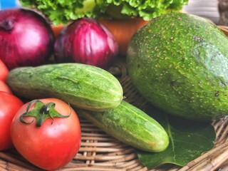 Vegetable of salad and avocado healthy food