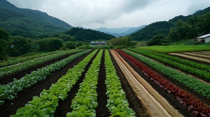 283. Organic farming with farmers cultivating crops using environmentally friendly methods