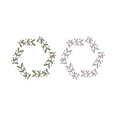 Herbal Christmas Wreath Design Elements Vector isolated on White