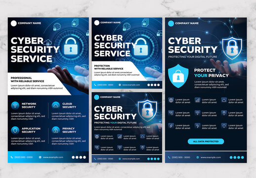 Gradient Blue and White Cyber Security Social Media Post And Story