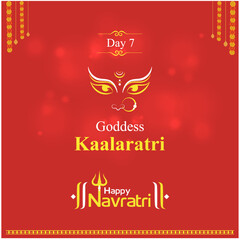 9 Days of Navratri Goddess Durga Avatars Wishes Set. Design Templates 