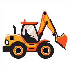Naklejka premium Backhoe Loader truck isolated - Construction Clipart Vector illustration 