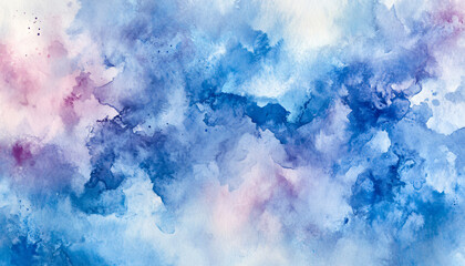 Obraz premium Soft, hand-painted watercolor strokes in calming blues, pinks, and purples, blending seamlessly into one another
