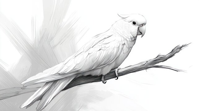 white cockatoo perched on branch clip art preview