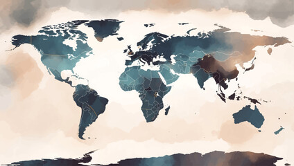 International business partnership. Mixed media and watercolor style