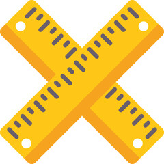 Two yellow rulers are crossing each other forming an x shape