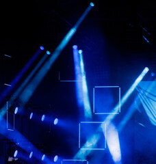 Blue light at a concert. Abstract background