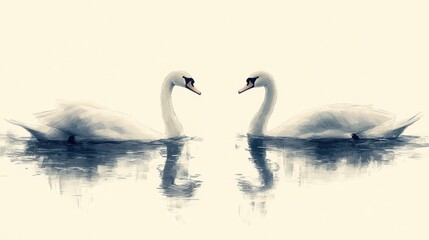 Obraz premium Two Swans in Love