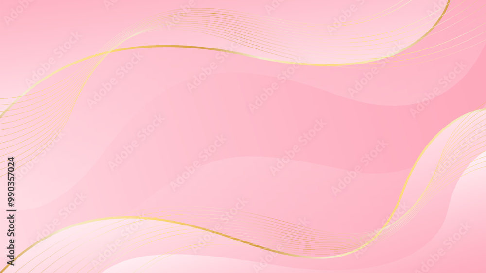 Wall mural elegant pink luxury background. pink beauty dynamic wallpaper with wave shapes. template banner back