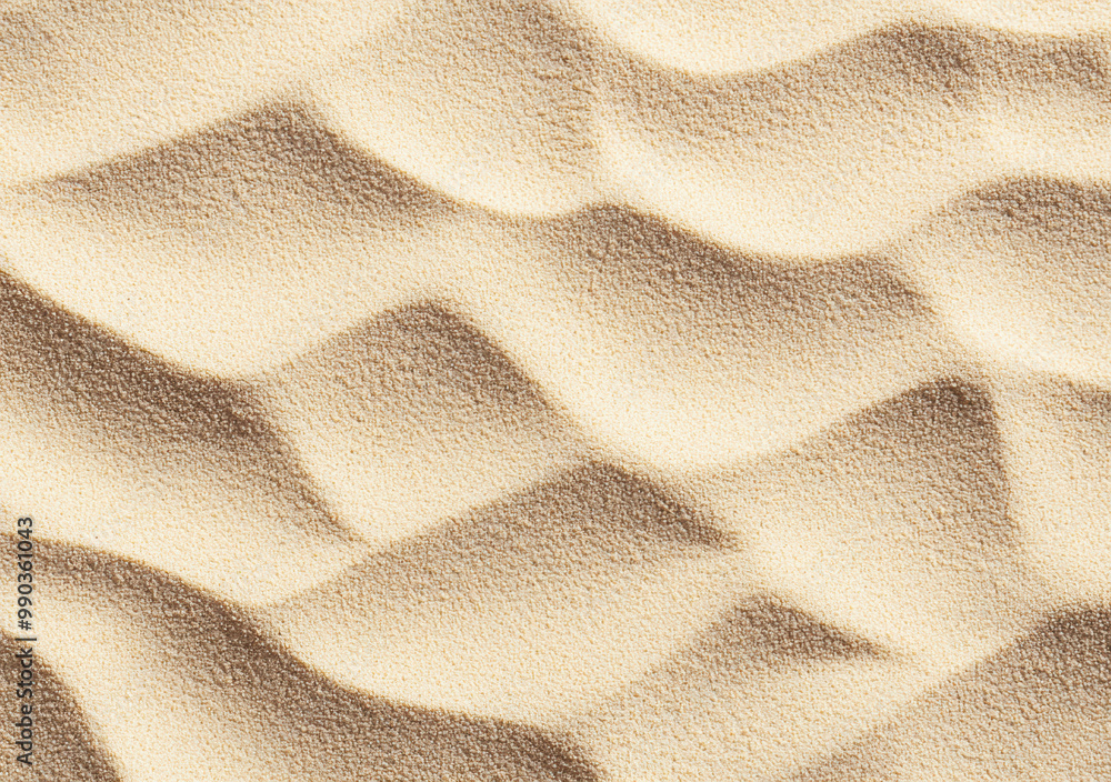 Poster Aerial view of soft sand dunes forming wavy pattern background